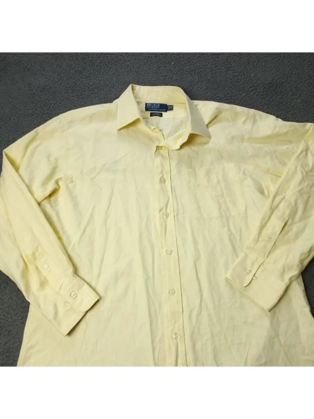 Polo Ralph Lauren Button Shirt Men 16.5 32/33 Sleeve Yellow Cotton Casual Pocket